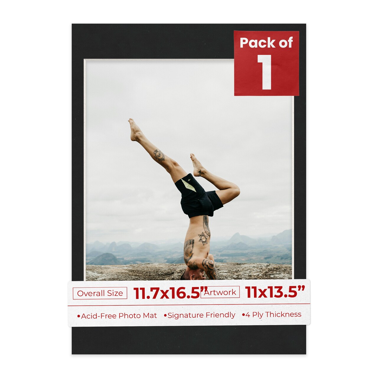 Black Suede Mat Board for 11.7x16.5 Frames - Fits 11x13.5 Photos